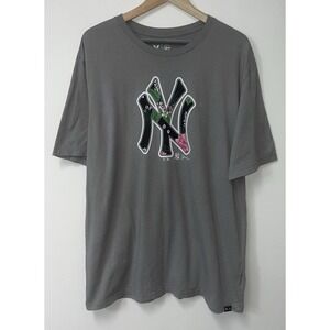 NEW YORK YANKEES Mens L T-Shirt Hurley x 47 MLB Baseball Tropical RARE